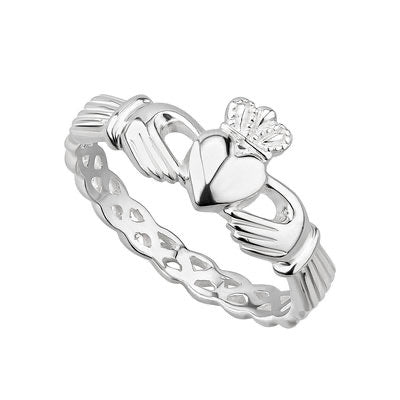 LADIES SILVER WEAVE CLADDAGH RING S2865 Solvar