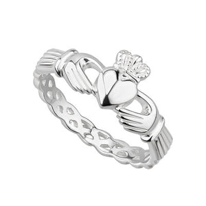 LADIES SILVER WEAVE CLADDAGH RING S2865