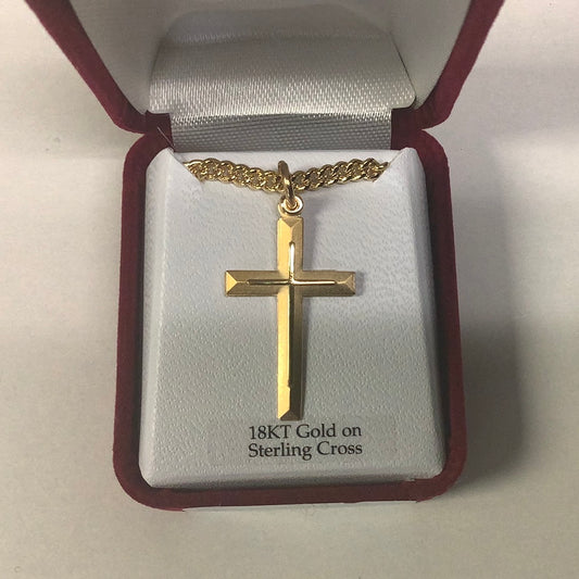 18k plated sterling silver cross J9225