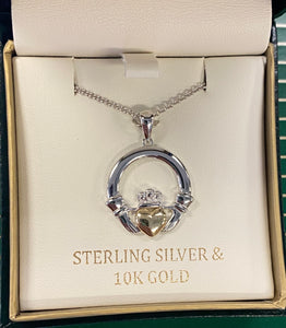 10k gold with sterling silver claddagh S46908