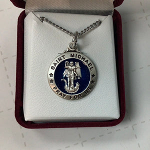 St. Michael sterling silver medal #L827 20” chain