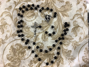 Black onyx communion rosaryR676B