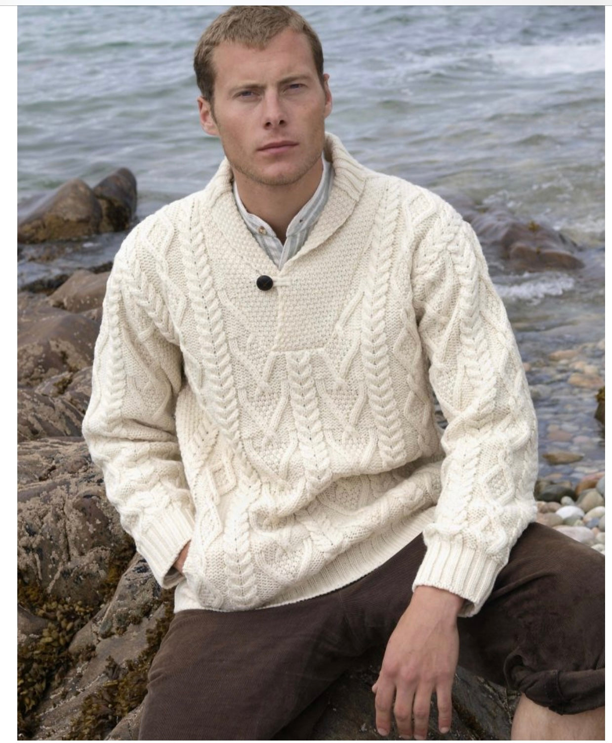 DUBLIN SHAWL COLLAR SWEATER: SH4177 natural