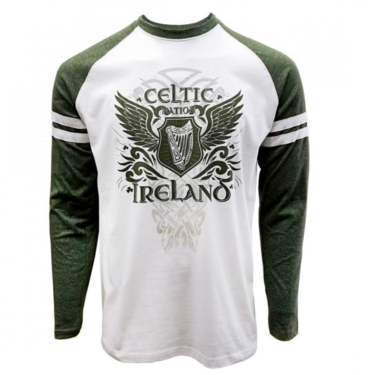 Moss/white Celtic wings long sleeve T1326