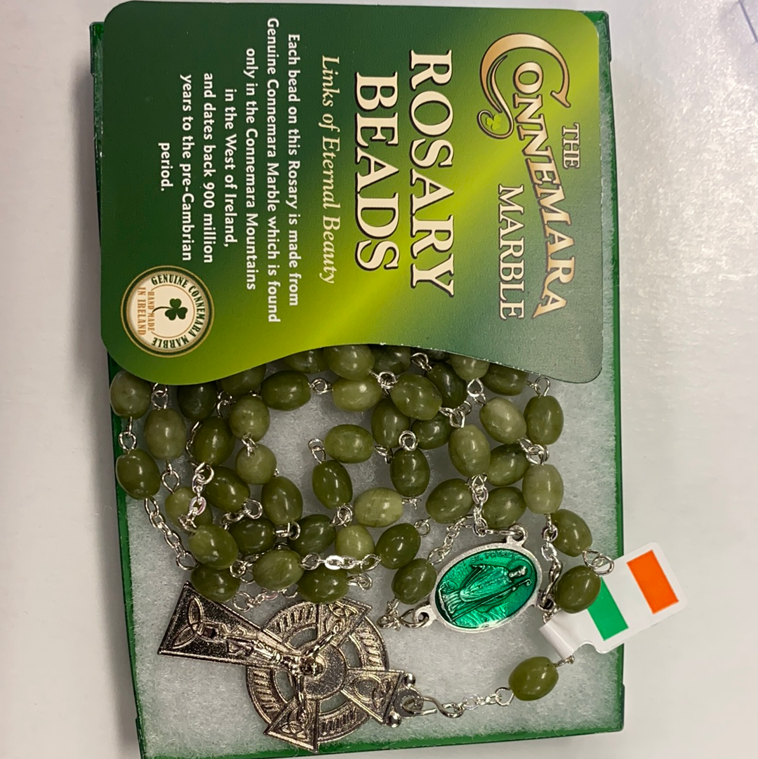Real Connemara marble rosary beads with st. Patrick medal c300