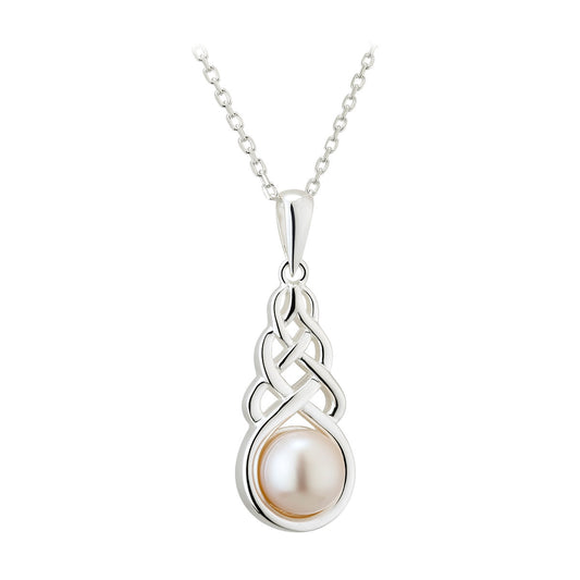 SILVER FRESH WATER PEARL CELTIC KNOT PENDANT S46364
