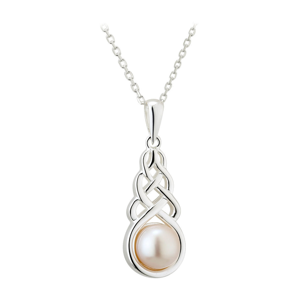 SILVER FRESH WATER PEARL CELTIC KNOT PENDANT S46364