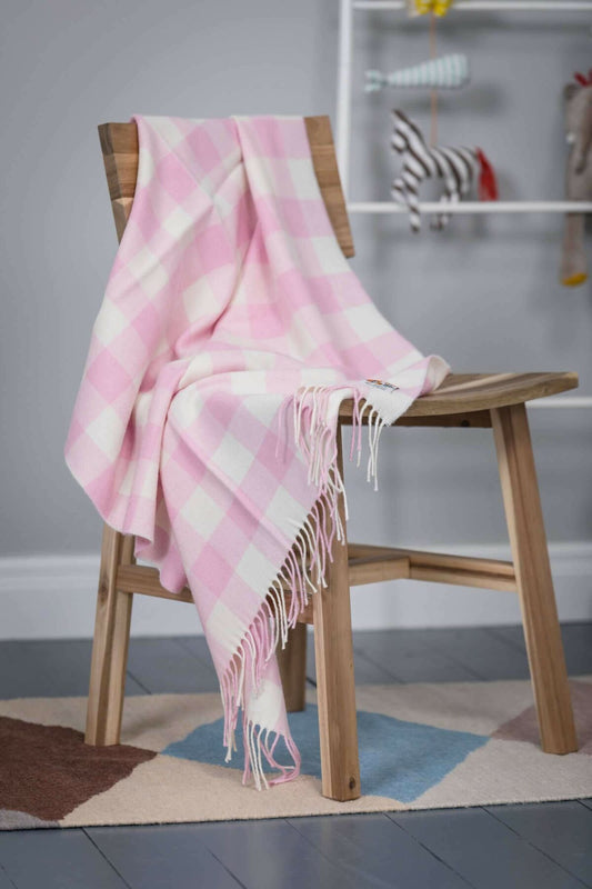 Foxford Pink Check Baby Blanket