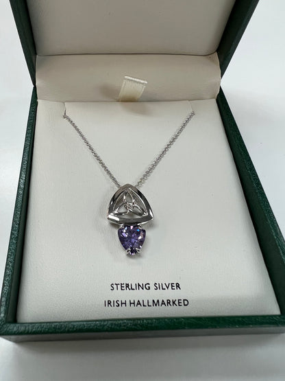 Sterling Silver trinity with amethyst CZ A1041