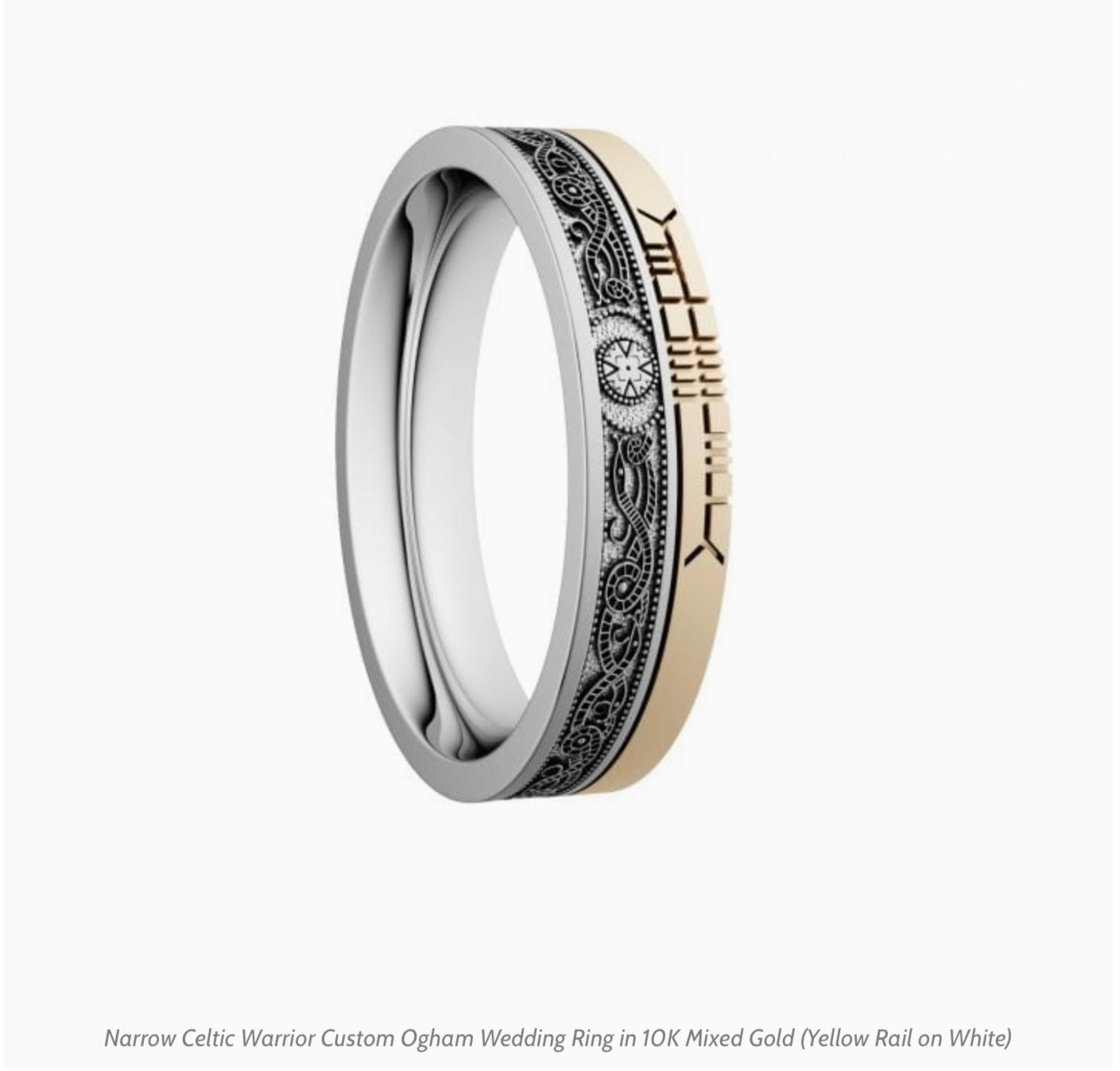 Narrow Celtic Warrior Custom Ogham Wedding Ring BR7