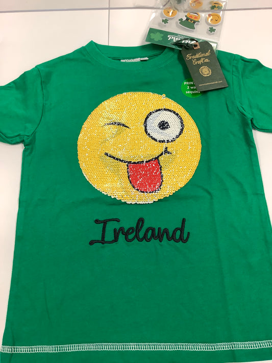 Emoji 2 way sequin tee with free stickers