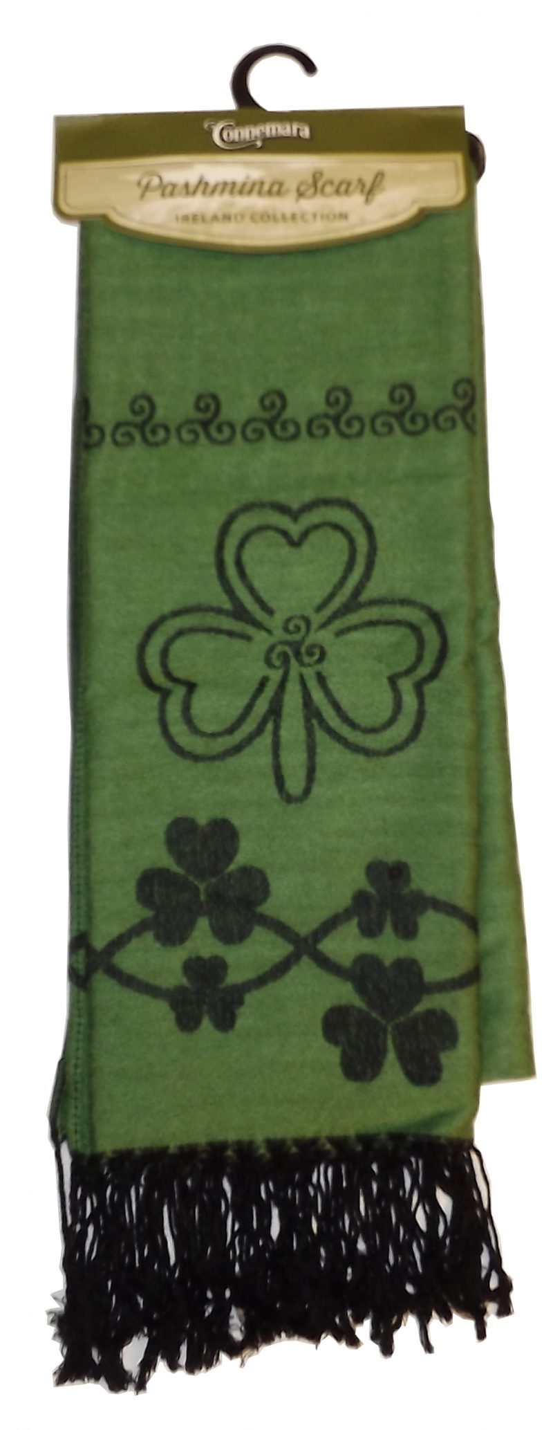 SHAMROCK STYLE LONG GREEN PASHMINA SCARF