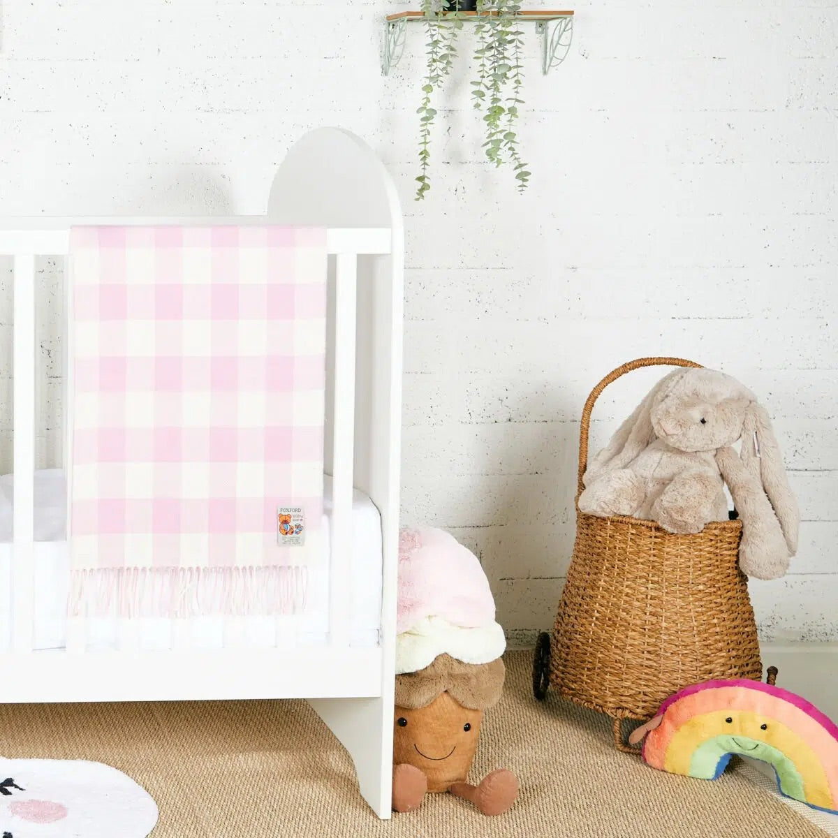 Foxford Pink Check Baby Blanket