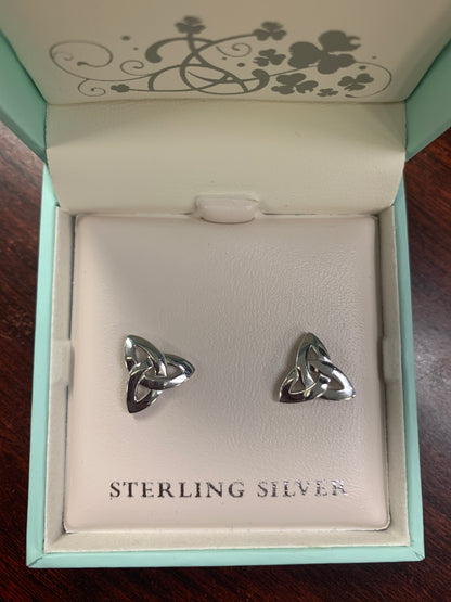 SILVER TRINITY KNOT STUD EARRINGS