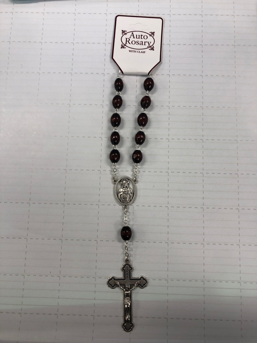 Auto rosary brown wood