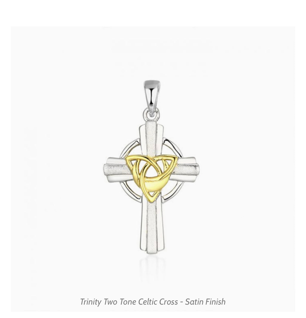 Trinity Two Tone Celtic Cross – Satin Finish BC007