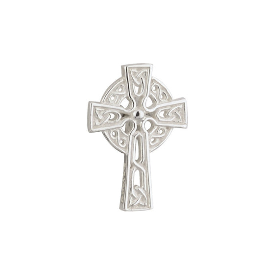 RHODIUM PLATED CELTIC CROSS COMMUNION CLUTCH PIN S7409