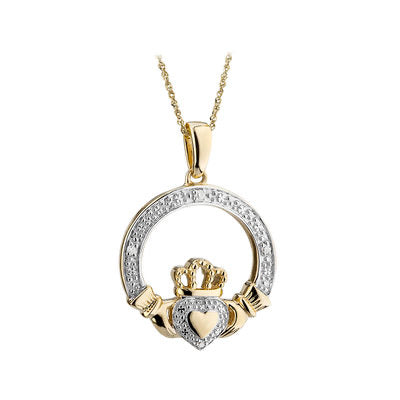 10K GOLD DIAMOND CLADDAGH PENDANT S46507