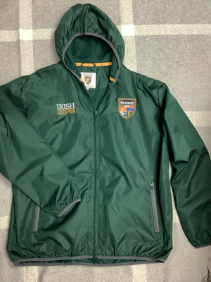 Retro irish full zip hooded weatherproff jacket bottle green 6806
