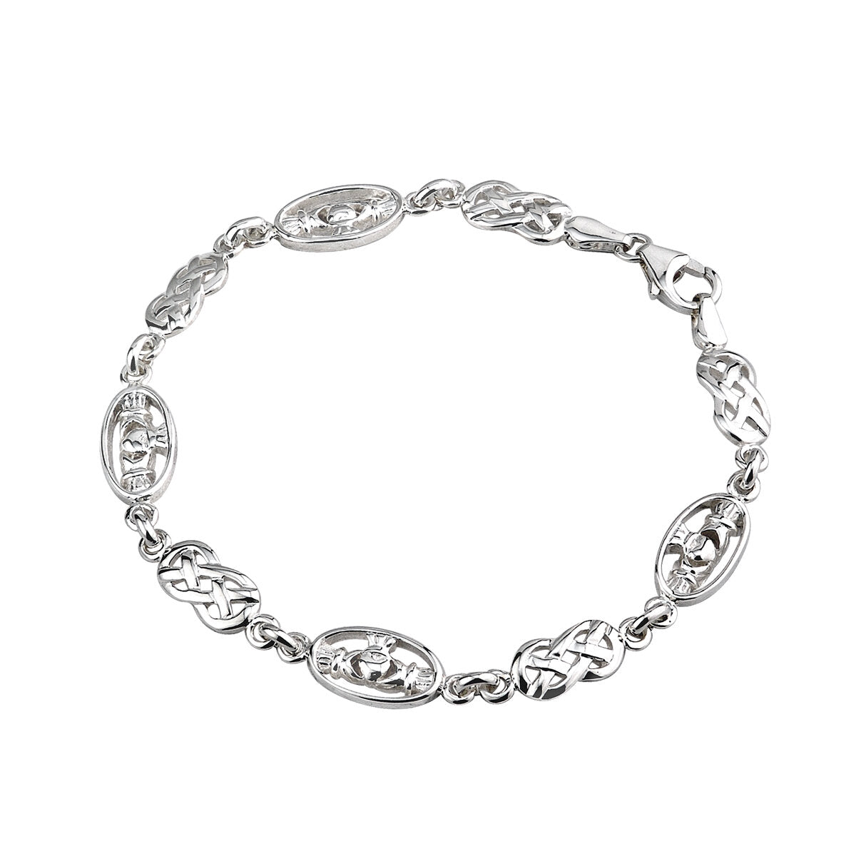 SILVER CLADDAGH AND CELTIC LINKS BRACELET S5339