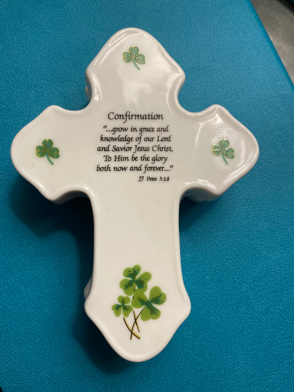 Confirmation ceramic cross rosary or jewelry holder