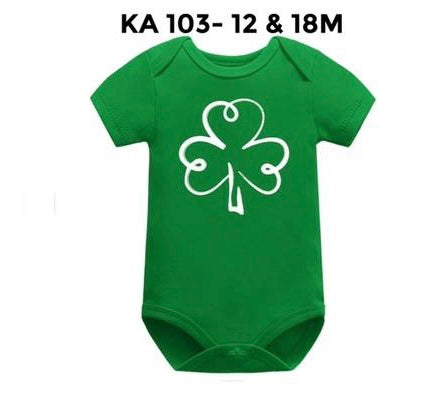 Green onesie with shamrock