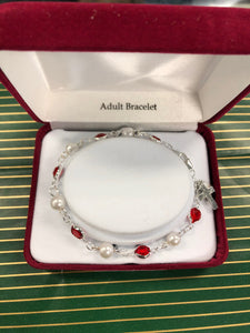 Rosary bracelet Holy Spirit with red and pearl BR269D