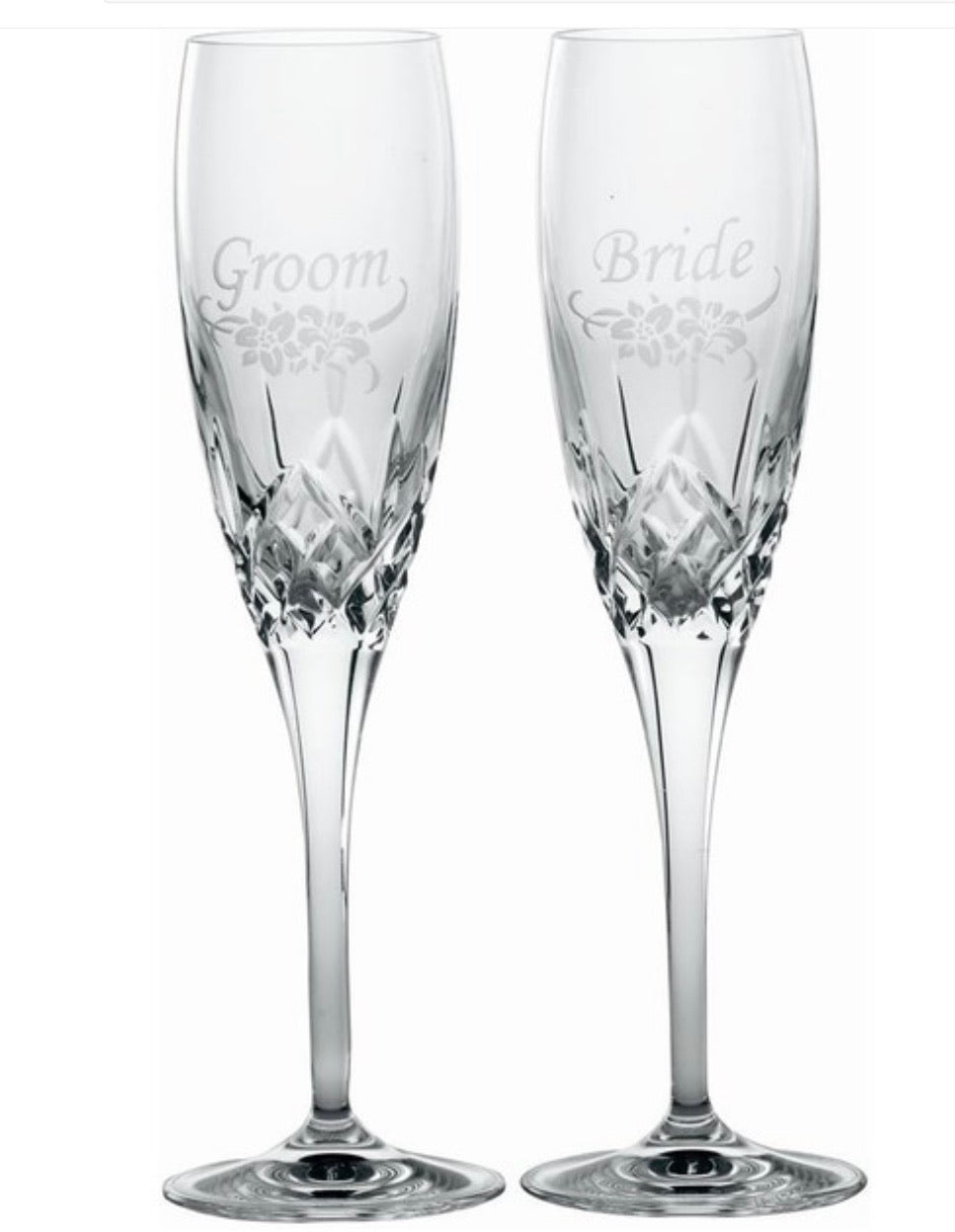 Bride and Groom floral toasting flutes G270392