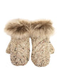 Patrick Francis oatmeal wool fur mittens ladies PF7384