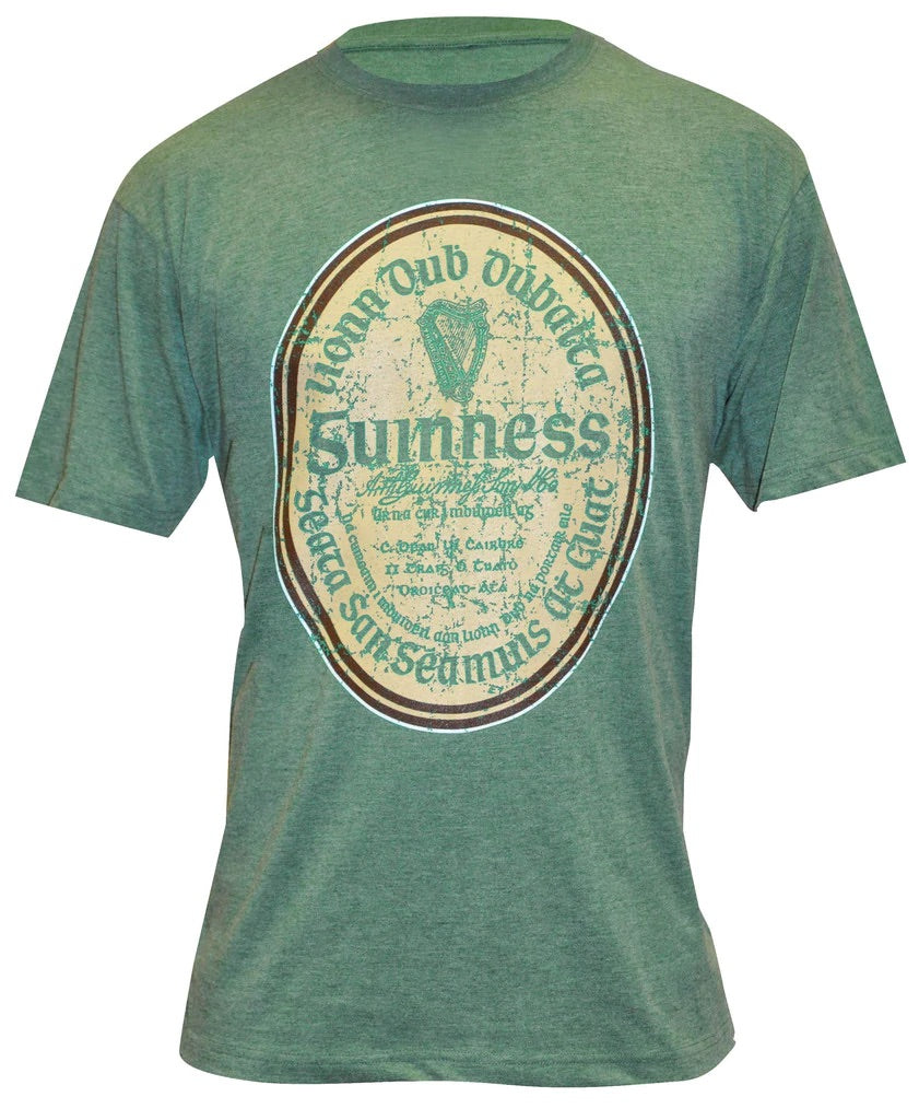 Guinness Green Distressed Gaelic Label Tee