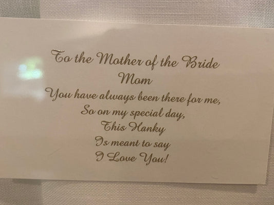 Mother of the bride hanky “mom”