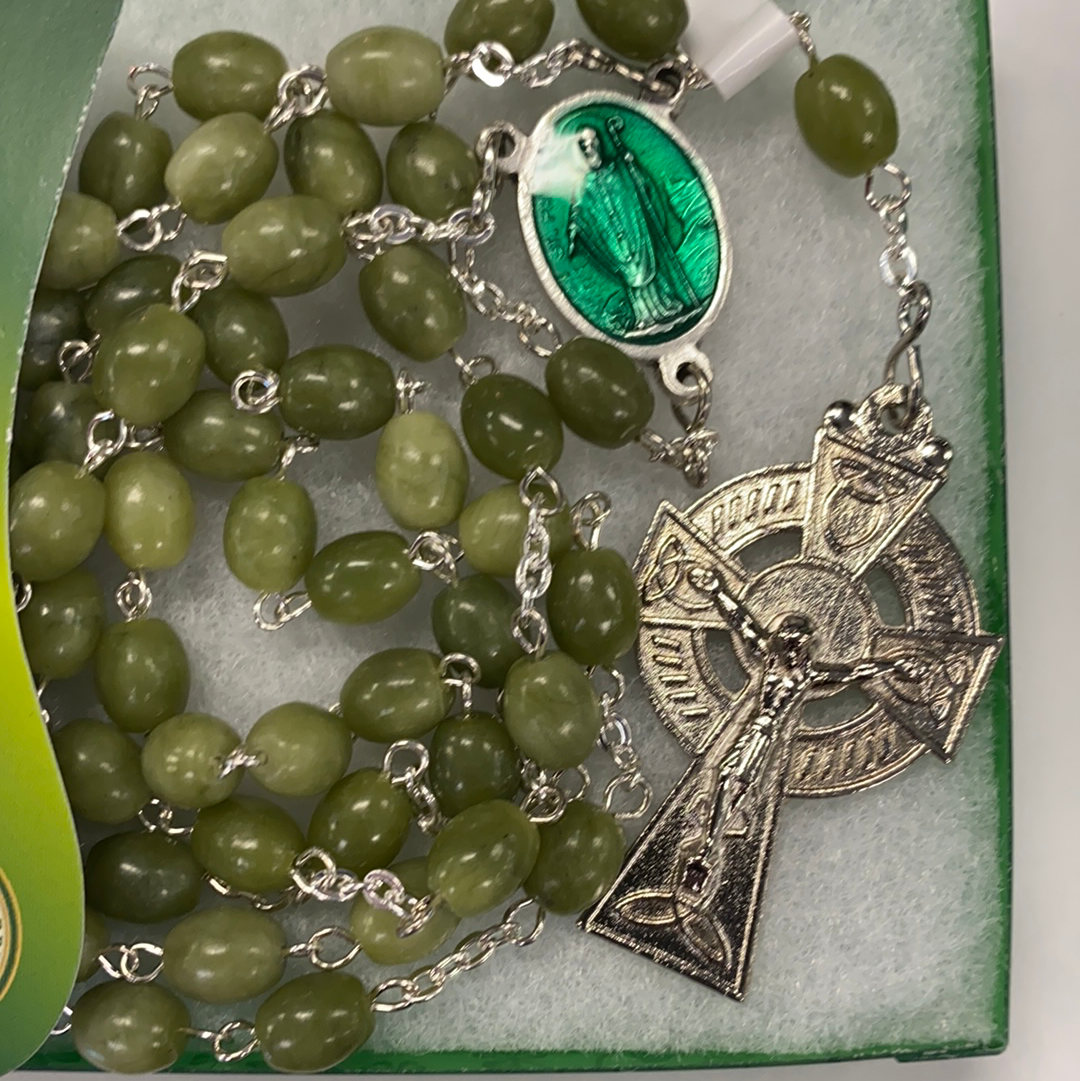 Real Connemara marble rosary beads with st. Patrick medal c200