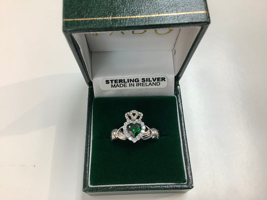 Silver Claddagh Stone Set Cluster