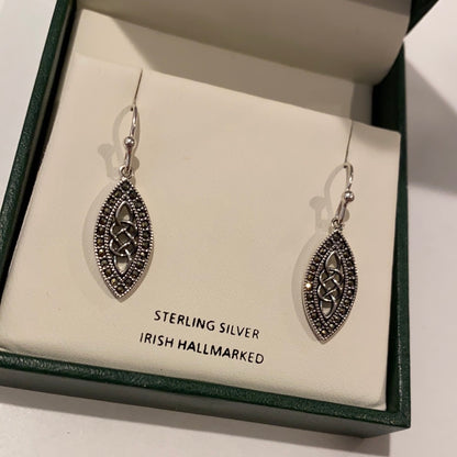 Marcasite Celtic drop earrings A2121