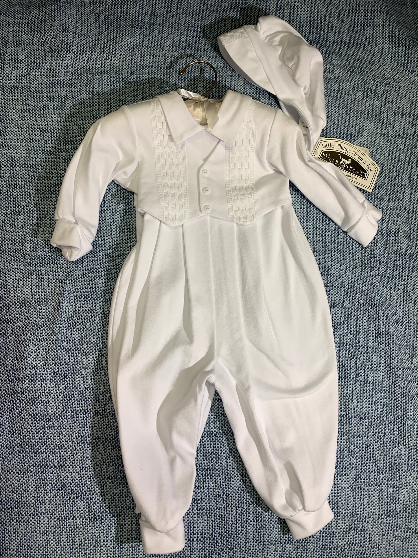 Boys 1 Piece Long-Sleeve, Long Pants Baptism Gown #WF2351