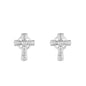 STERLING SILVER CRYSTAL CROSS STUD EARRINGS Green stone Code: S34208