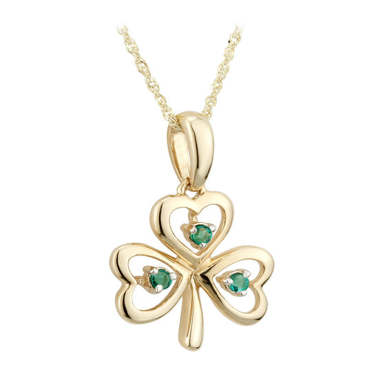 14K GOLD EMERALD SHAMROCK PENDANT S45621
