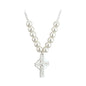 RHODIUM PLATED PEARL CROSS NECKLET Code: S45070