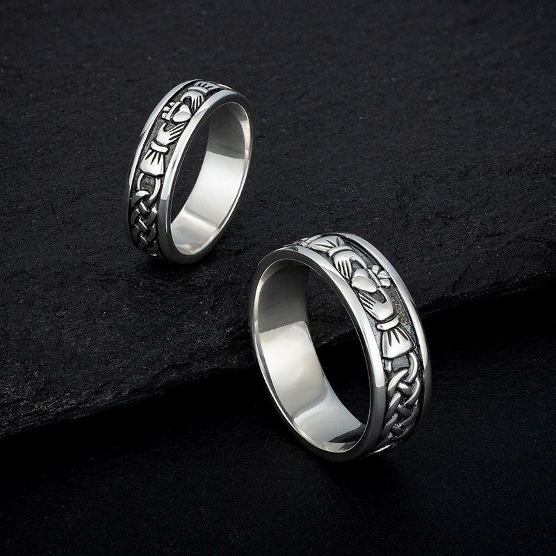 GENTS OXIDISED SILVER CLADDAGH BAND S2828