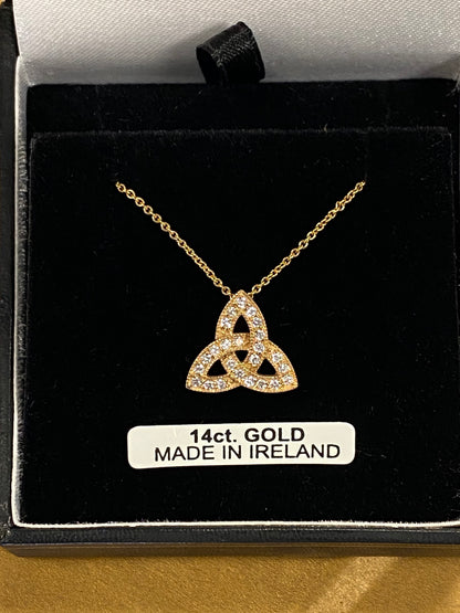 14K Diamond Gold Trinity Knot Pendant P115D