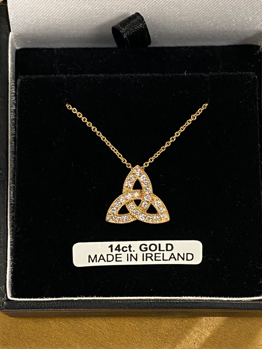14K Diamond Gold Trinity Knot Pendant P115D