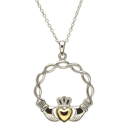 SIL G/P CLADDAGH PENDANT SP2045 Made By Shanore