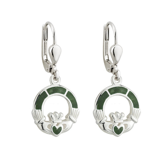 CONNEMARA MARBLE CLADDAGH DROP EARRINGS S33590