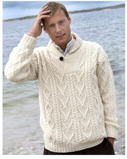 DUBLIN SHAWL COLLAR SWEATER: SH4177 natural