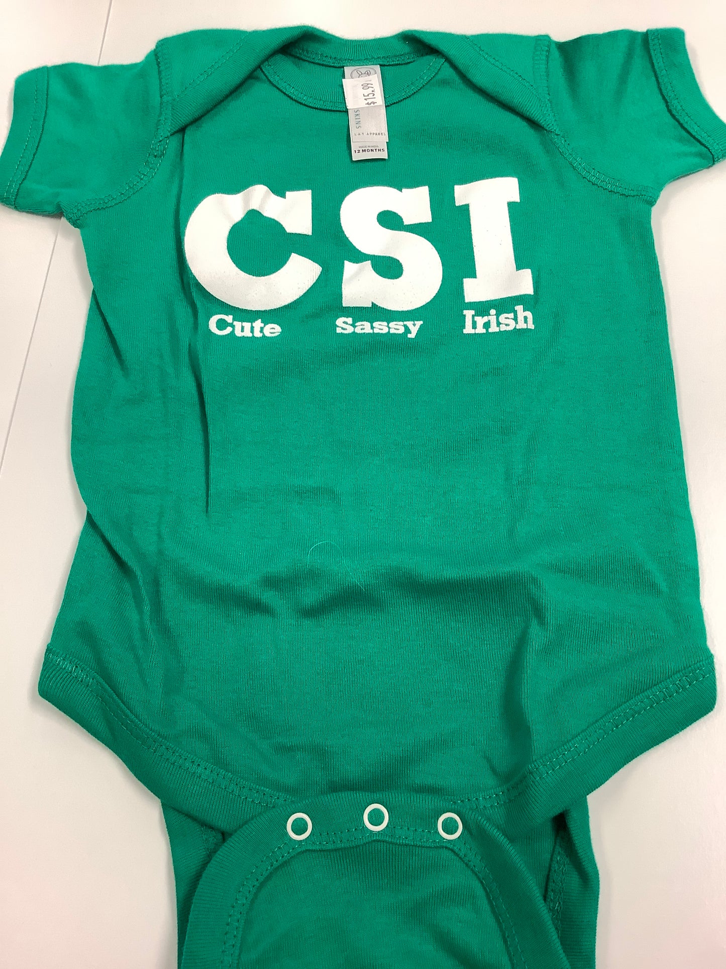 C.s.i. Cute sassy Irish onsie