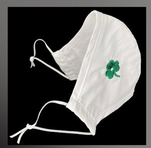 Child’s White Face Mask with a Green Shamrock
