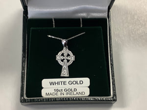10k White Gold Celtic Cross MA24W