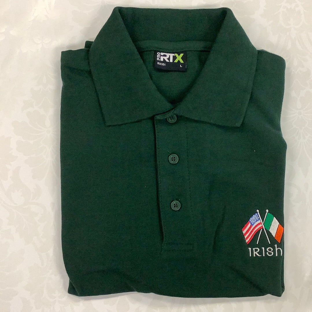 Irish polo shirt - bottle ( Irish / American flag ) RX101