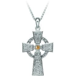 Celtic Warrior ® Silver Cross – Medium with Gold Plated Bead WC3B