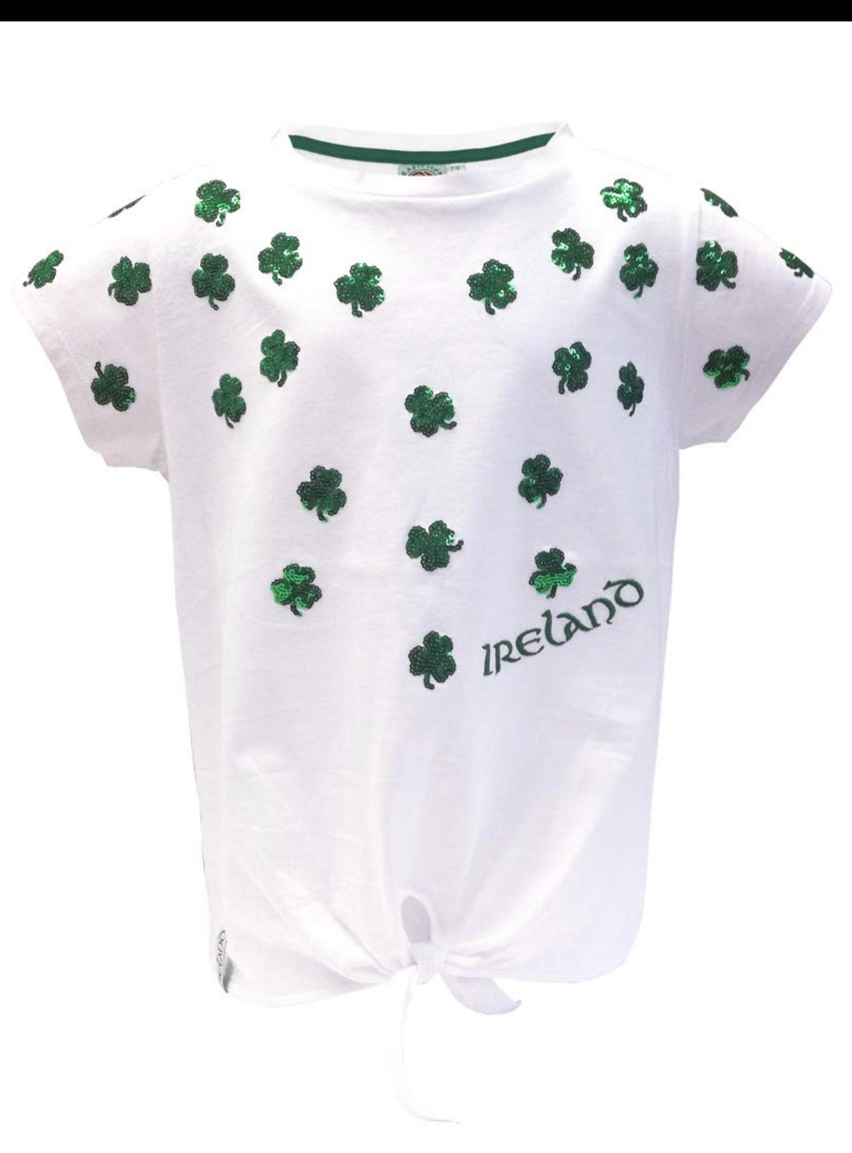 White shamrock sequin shirt T7555